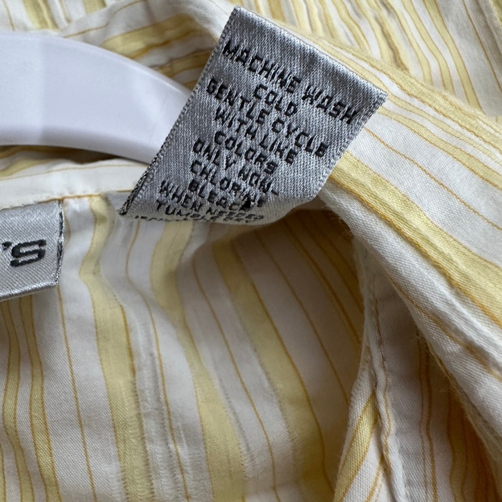 Chicos Womens Preppy Yellow White Striped Top Size 3 US XL Minimalist Office - Picture 5 of 8
